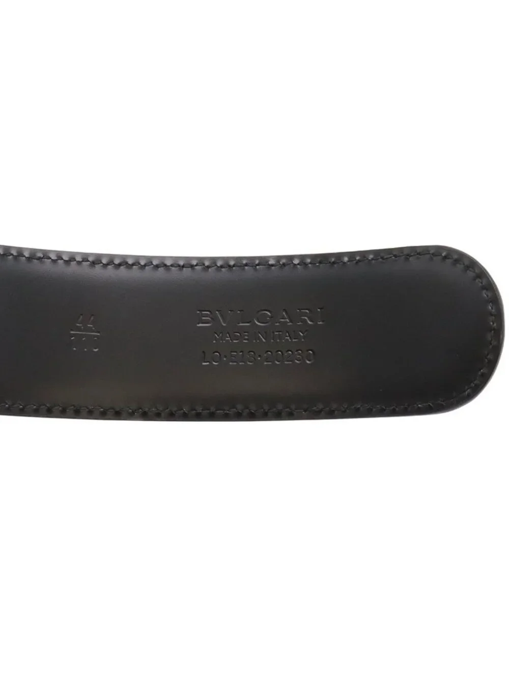 Bvlgari Belt Round Logo Buckle Gray Leather Black Silver